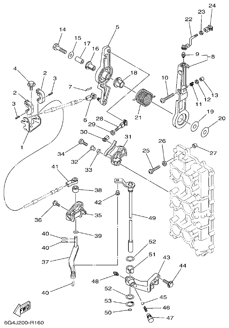 Yamaha 150AET, 200AET, L150AET, L200AET CONTROL parts diagram